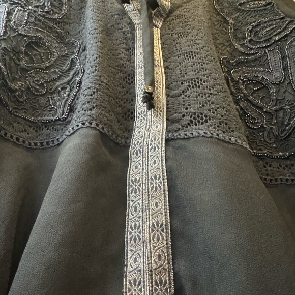 Free People Sheer Blouse with Crochet and beaded details size Large - Picture 17 of 17